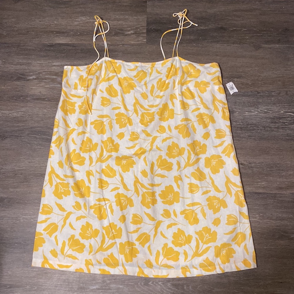Old Navy Yellow Floral Print Linen Blend Mini Dress Size XXL